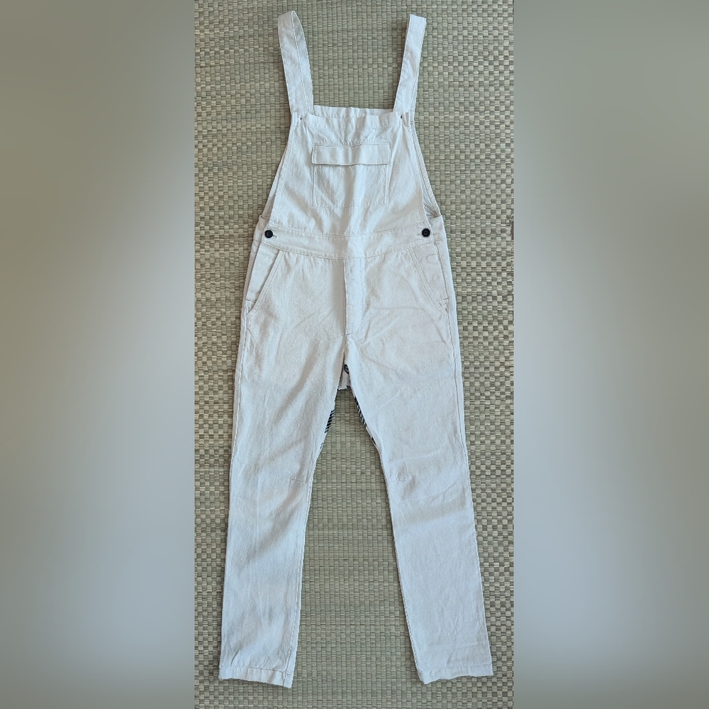 SEEKER Hemp Blend Overalls White Natural Color Unisex Size Small/30" Made in USA